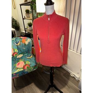 Coral Half-Zip Ribbed Sweater Boston proper